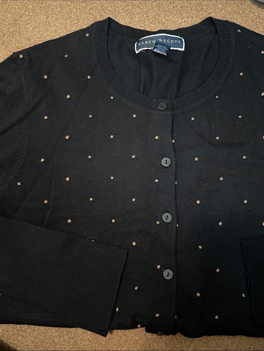 Karen Scott black dotted cardigan